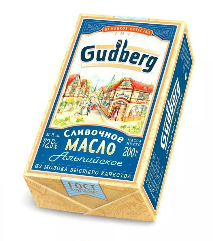 фотография продукта Масло сливочное gudberg 72, 200гр.