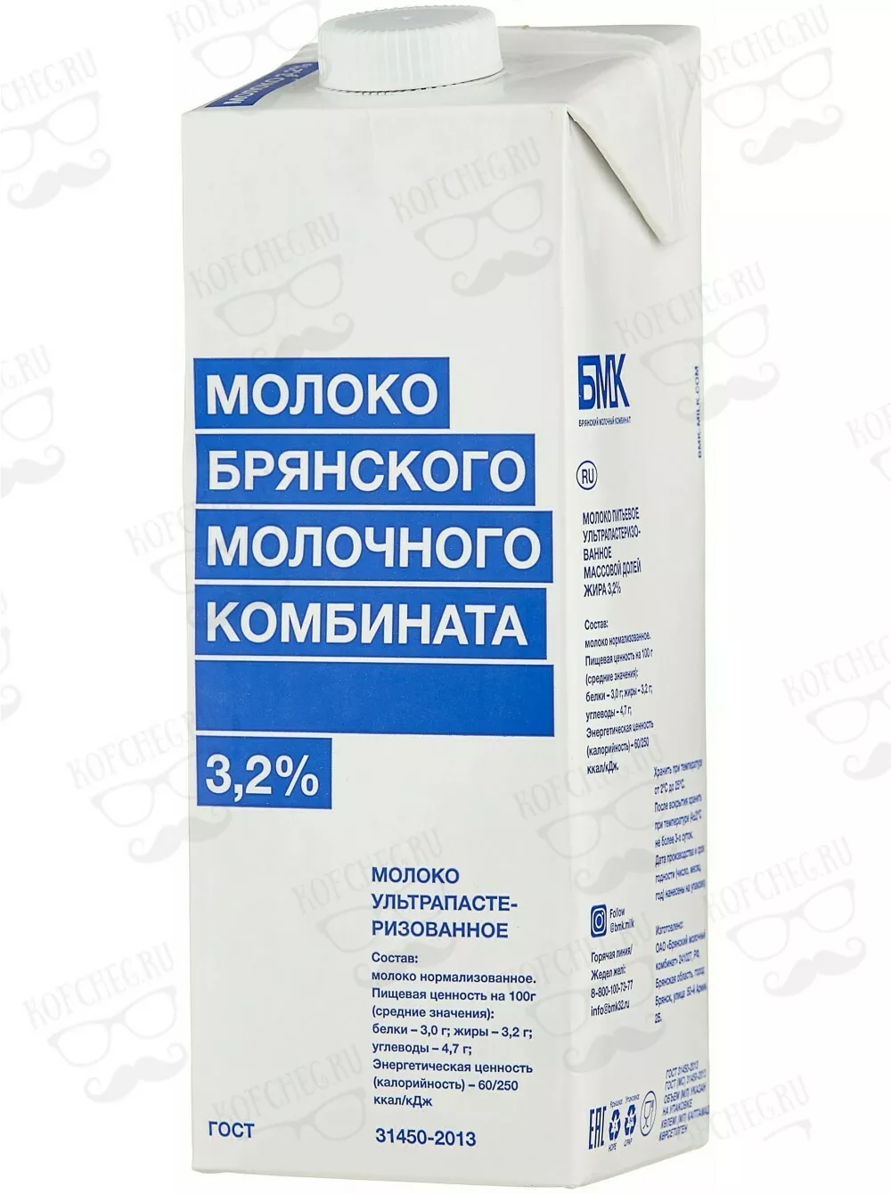 фотография продукта Молоко бмк 3,2% жирности 1л ГОСТ