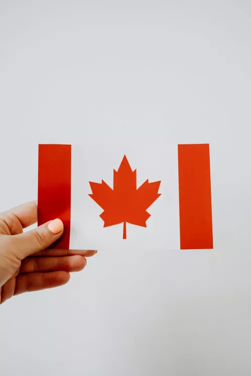 Канадский флажок в руке