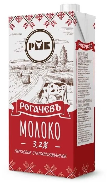 фотография продукта Молоко Рогачев 3.2% 1 литр Беларусь 