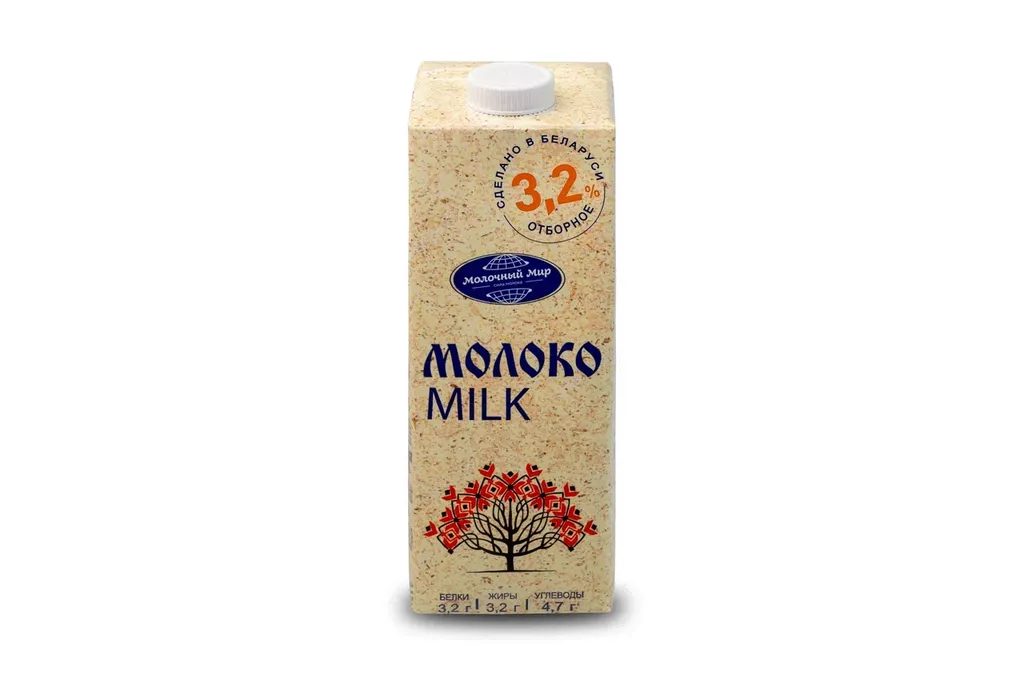 Фотография продукта Молоко 3.2% 1 литр тм молочный мир